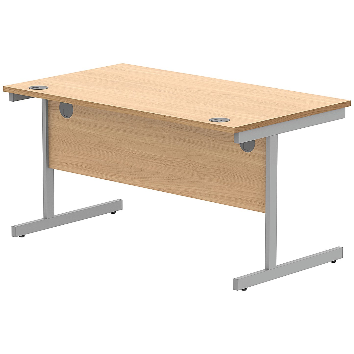 Astin 1400mm Rectangular Desk, Silver Cantilever Legs, Beech