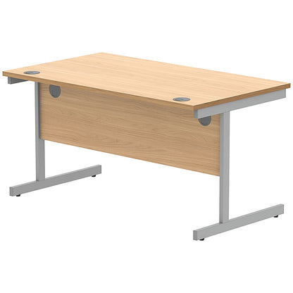 Astin 1400mm Rectangular Desk, Silver Cantilever Legs, Beech