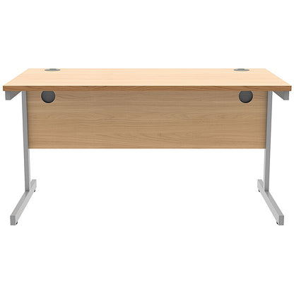 Astin 1400mm Rectangular Desk, Silver Cantilever Legs, Beech