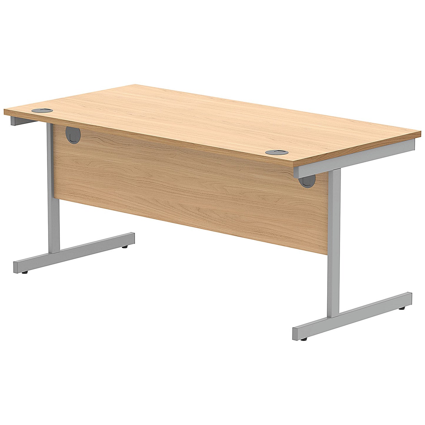 Astin 1600mm Rectangular Desk, Silver Cantilever Legs, Beech