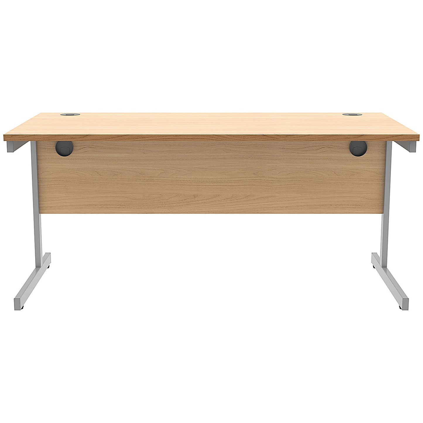 Astin 1600mm Rectangular Desk, Silver Cantilever Legs, Beech