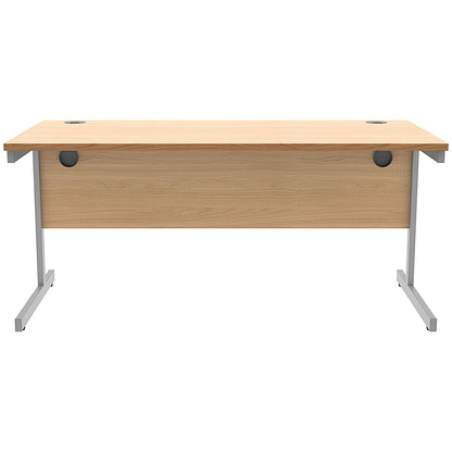 Astin 1600mm Rectangular Desk, Silver Cantilever Legs, Beech