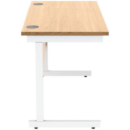 Astin 1200mm Slim Rectangular Desk, White Cantilever Legs, Beech