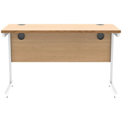 Astin 1200mm Slim Rectangular Desk, White Cantilever Legs, Beech
