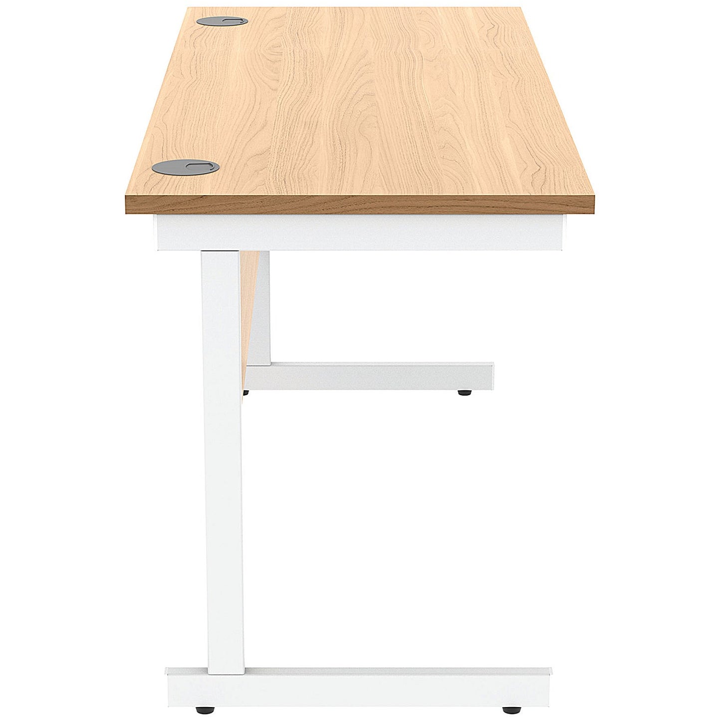 Astin 1400mm Slim Rectangular Desk, White Cantilever Legs, Beech