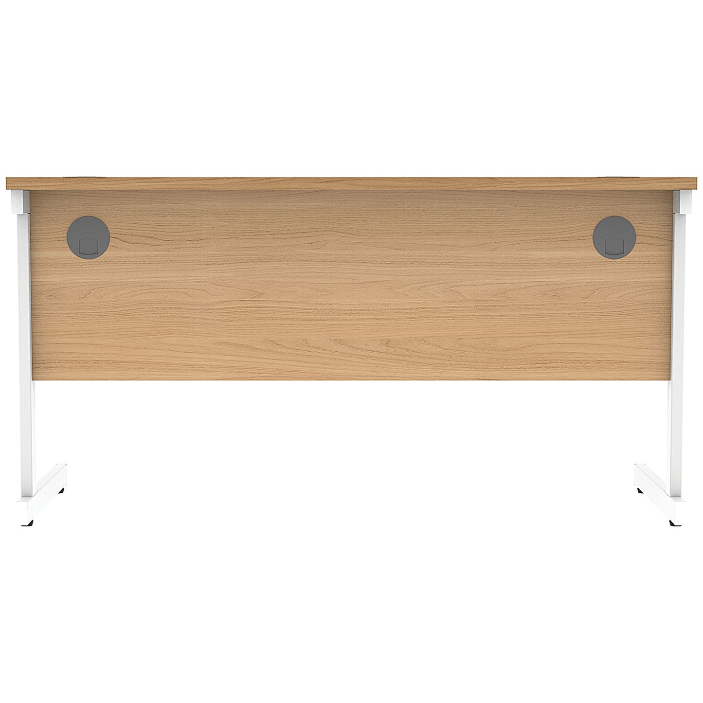 Astin 1400mm Slim Rectangular Desk, White Cantilever Legs, Beech