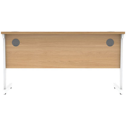 Astin 1400mm Slim Rectangular Desk, White Cantilever Legs, Beech