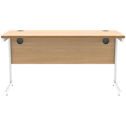 Astin 1400mm Slim Rectangular Desk, White Cantilever Legs, Beech