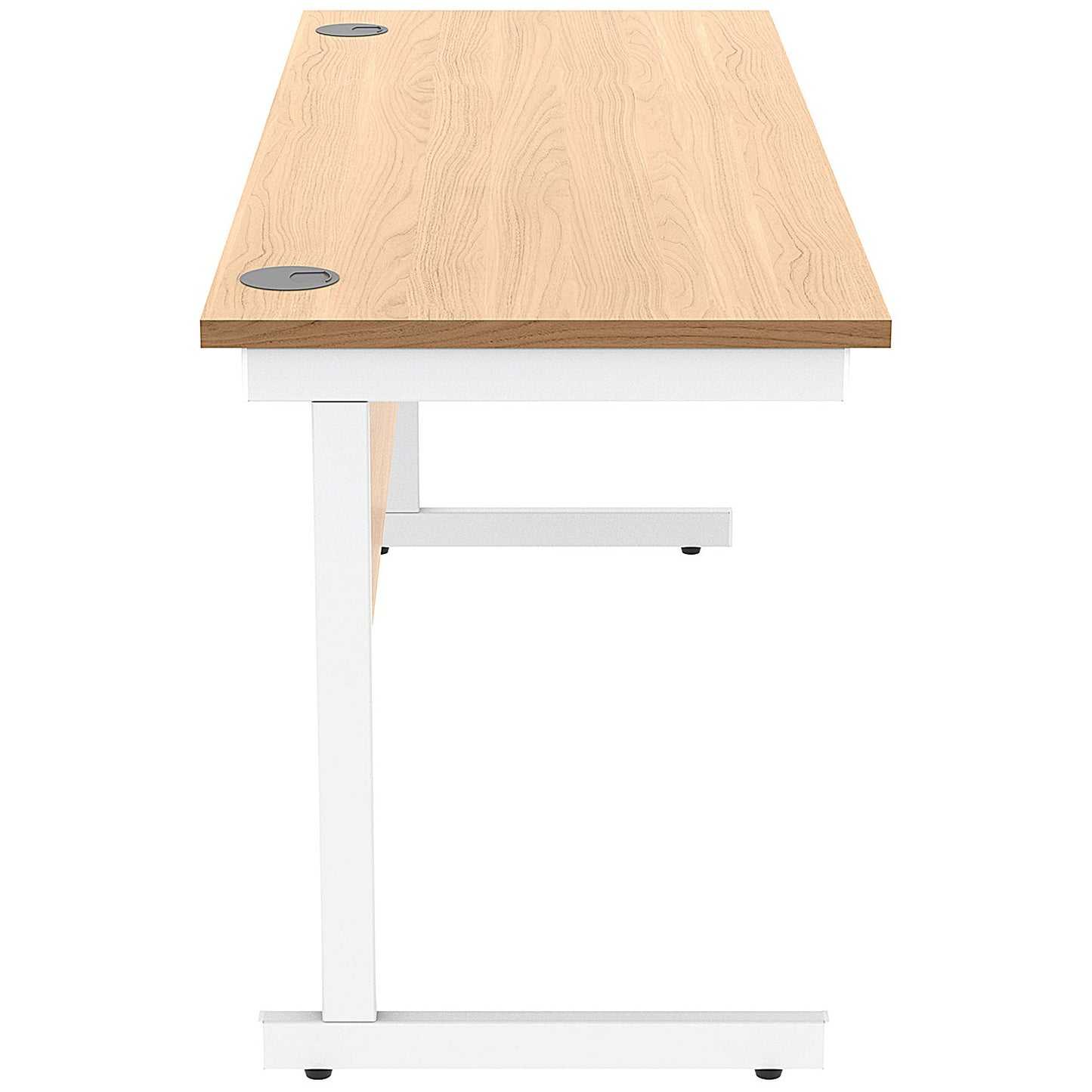 Astin 1600mm Slim Rectangular Desk, White Cantilever Legs, Beech