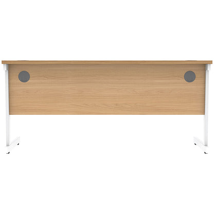 Astin 1600mm Slim Rectangular Desk, White Cantilever Legs, Beech