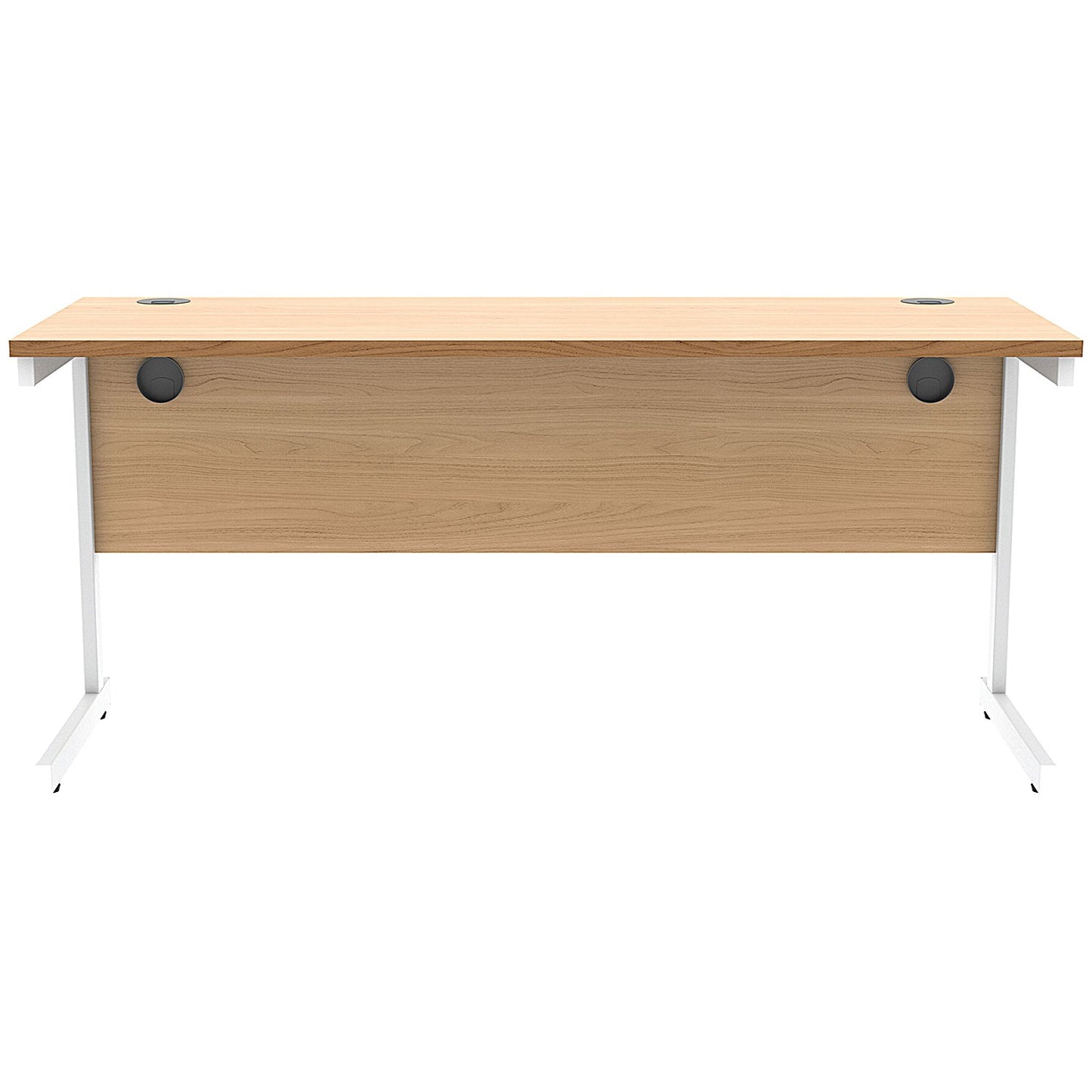 Astin 1600mm Slim Rectangular Desk, White Cantilever Legs, Beech