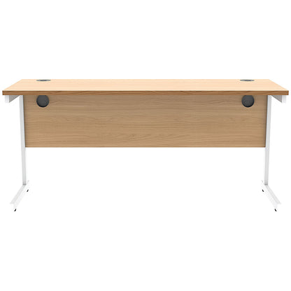 Astin 1600mm Slim Rectangular Desk, White Cantilever Legs, Beech