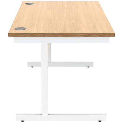 Astin 1400mm Rectangular Desk, White Cantilever Legs, Beech