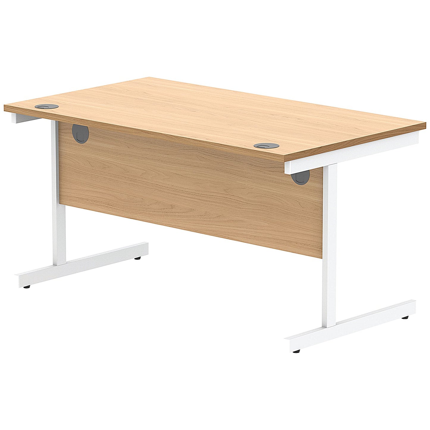 Astin 1400mm Rectangular Desk, White Cantilever Legs, Beech