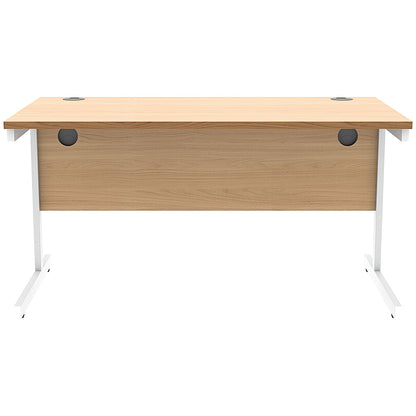 Astin 1400mm Rectangular Desk, White Cantilever Legs, Beech