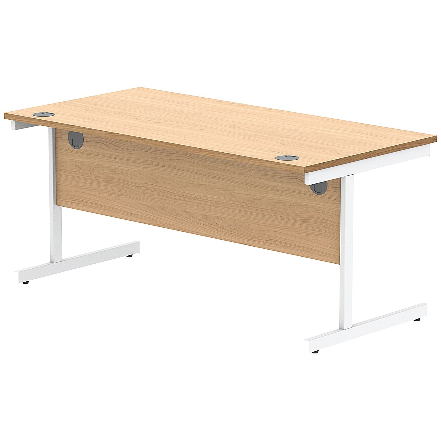 Astin 1600mm Rectangular Desk, White Cantilever Legs, Beech