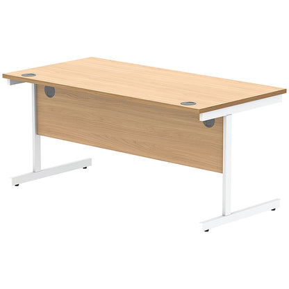 Astin 1600mm Rectangular Desk, White Cantilever Legs, Beech