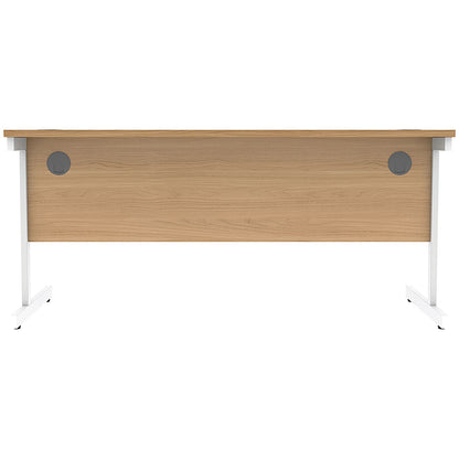 Astin 1600mm Rectangular Desk, White Cantilever Legs, Beech