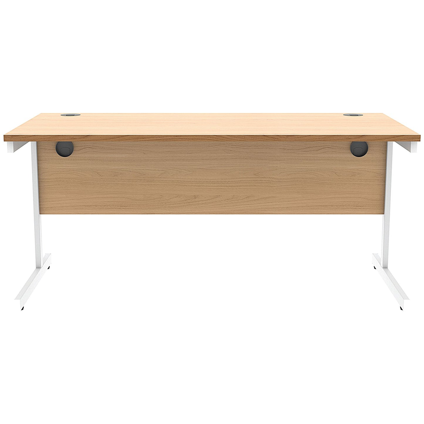 Astin 1600mm Rectangular Desk, White Cantilever Legs, Beech