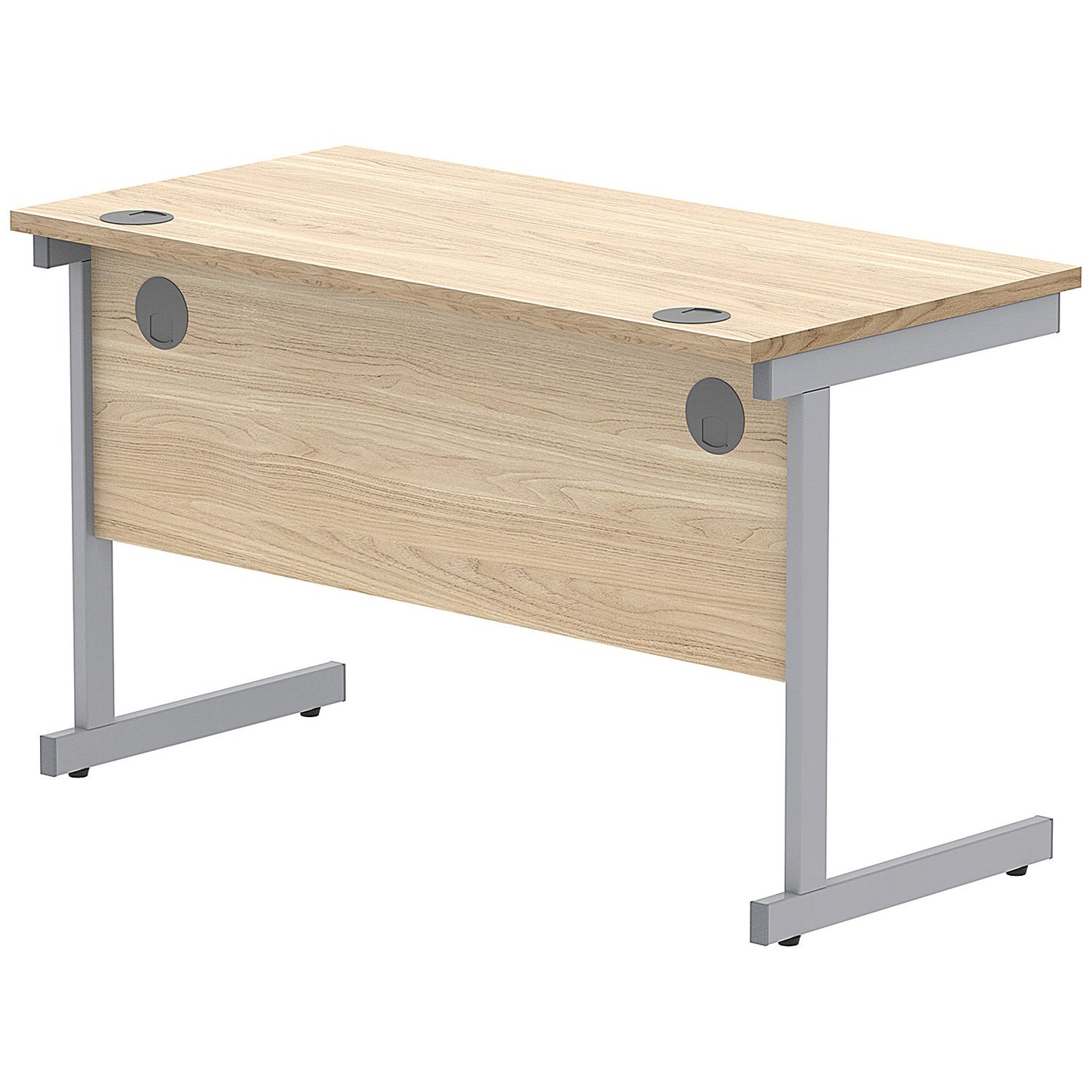 Astin 1200mm Slim Rectangular Desk, Silver Cantilever Legs, Oak