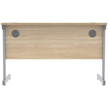 Astin 1200mm Slim Rectangular Desk, Silver Cantilever Legs, Oak