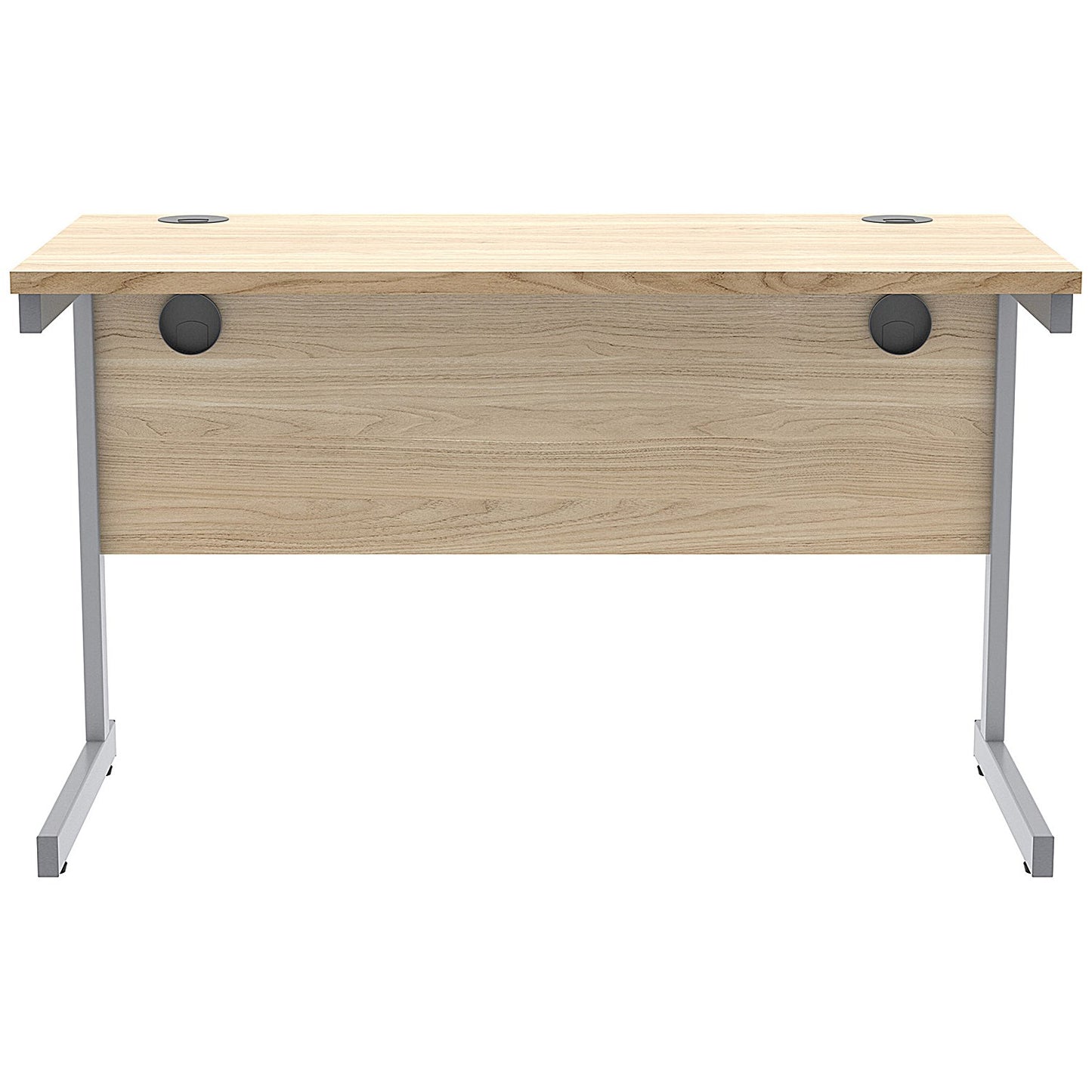 Astin 1200mm Slim Rectangular Desk, Silver Cantilever Legs, Oak