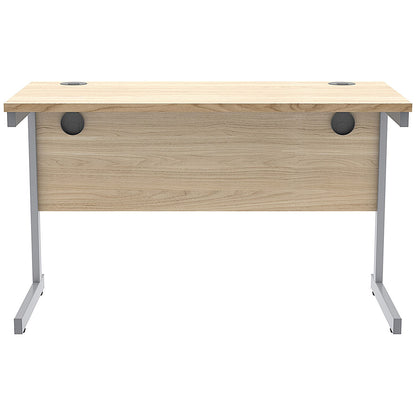 Astin 1200mm Slim Rectangular Desk, Silver Cantilever Legs, Oak