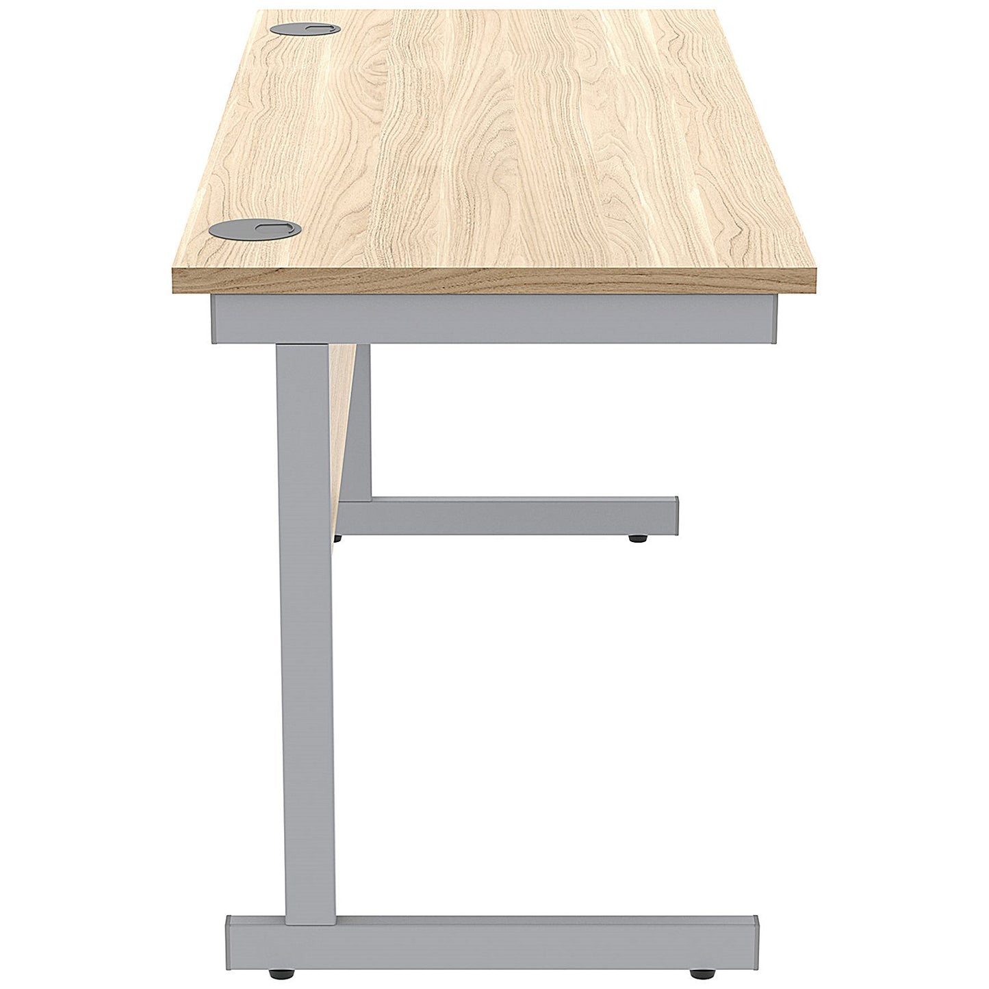 Astin 1400mm Slim Rectangular Desk, Silver Cantilever Legs, Oak