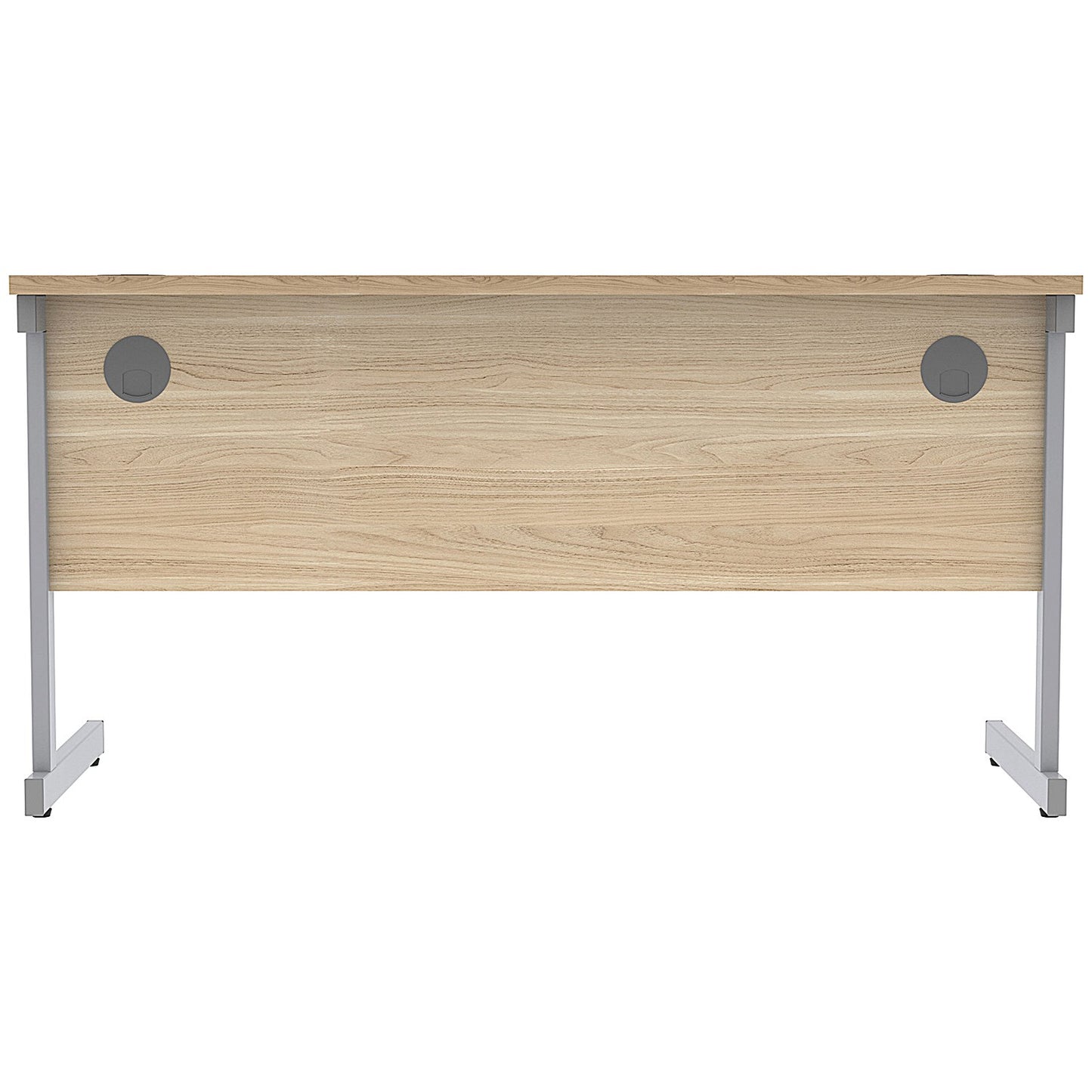 Astin 1400mm Slim Rectangular Desk, Silver Cantilever Legs, Oak