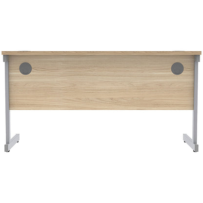 Astin 1400mm Slim Rectangular Desk, Silver Cantilever Legs, Oak
