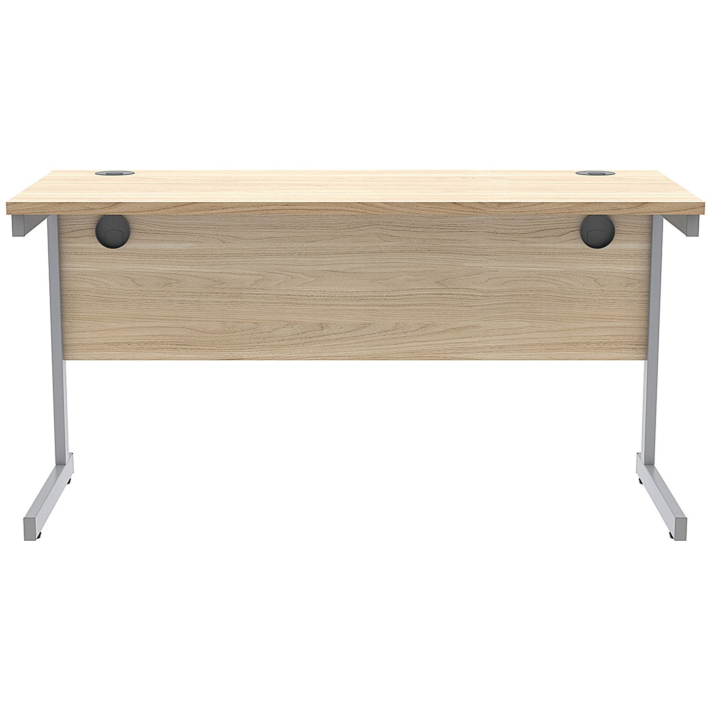 Astin 1400mm Slim Rectangular Desk, Silver Cantilever Legs, Oak