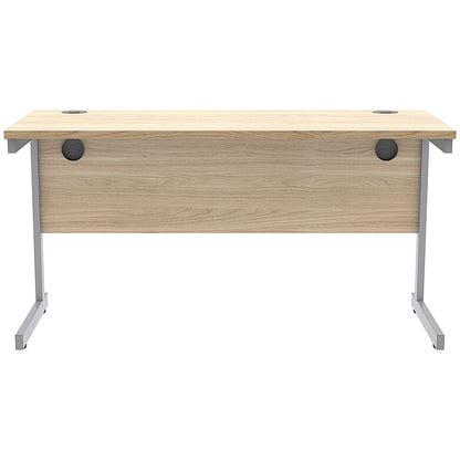 Astin 1400mm Slim Rectangular Desk, Silver Cantilever Legs, Oak
