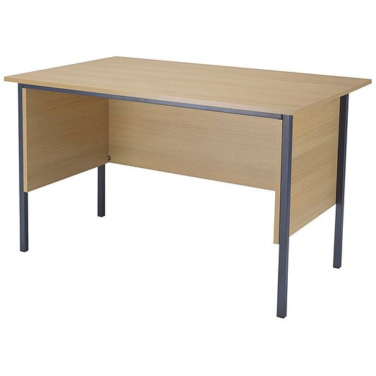Serrion 1200mm Rectangular Desk, Silver Straight Legs, Oak
