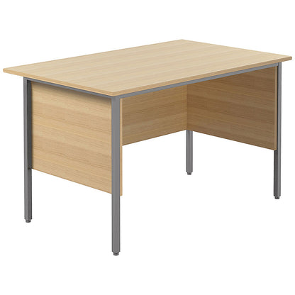 Jemini Intro 1200mm Rectangular Desk, Silver Straight Legs, Oak