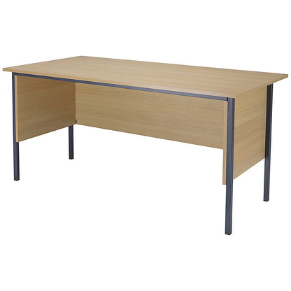 Serrion 1500mm Rectangular Desk, Silver Straight Legs, Oak