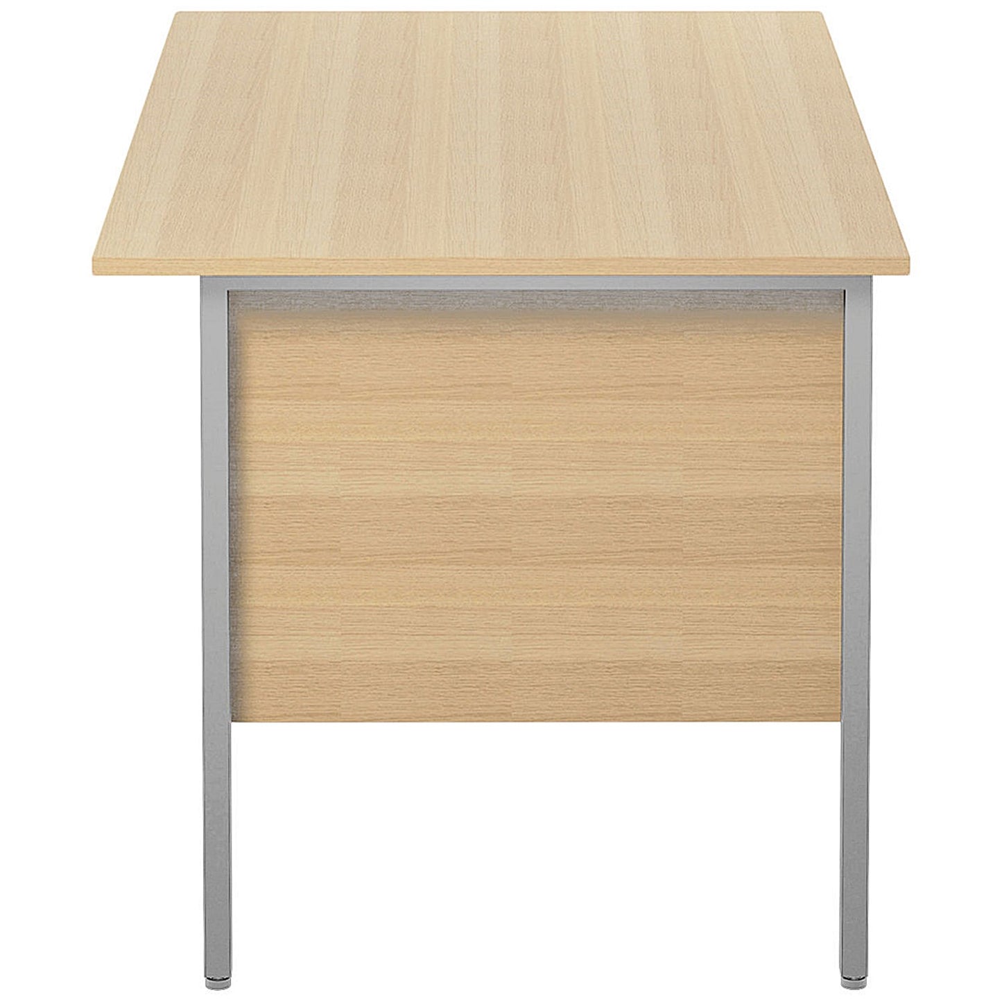 Jemini Intro 1200mm Rectangular Desk with attached 2-Drawer Pedestals, Black Straight Legs, Oak