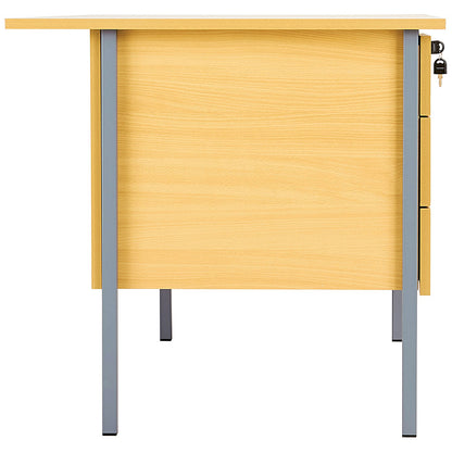 Jemini Intro 1200mm Rectangular Desk with attached 3-Drawer Pedestals, Black Straight Legs, Oak