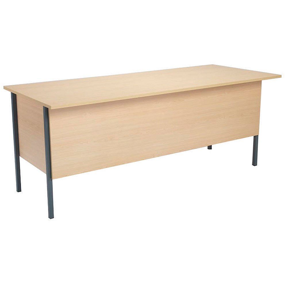 Serrion 1500mm Rectangular Desk with attached 2-Drawer Pedestals, Black Straight Legs, Oak