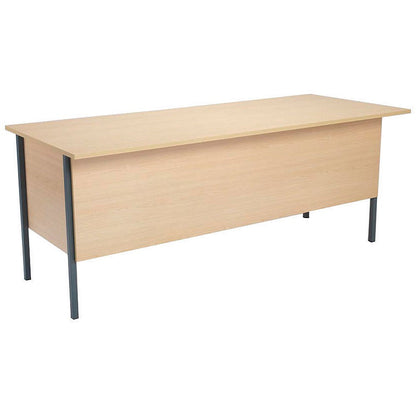 Serrion 1500mm Rectangular Desk with attached 2-Drawer Pedestals, Black Straight Legs, Oak