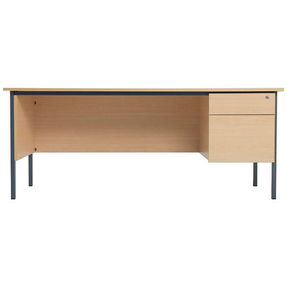 Jemini Intro 1500mm Rectangular Desk with attached 2-Drawer Pedestals, Black Straight Legs, Oak