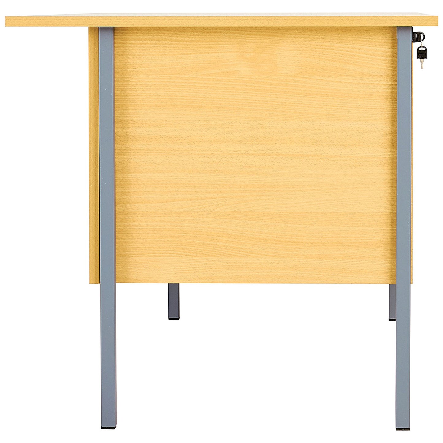 Jemini Intro 1500mm Rectangular Desk with attached 3-Drawer Pedestals, Black Straight Legs, Oak