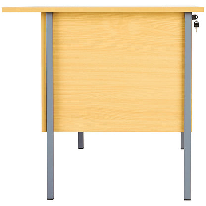 Jemini Intro 1500mm Rectangular Desk with attached 3-Drawer Pedestals, Black Straight Legs, Oak