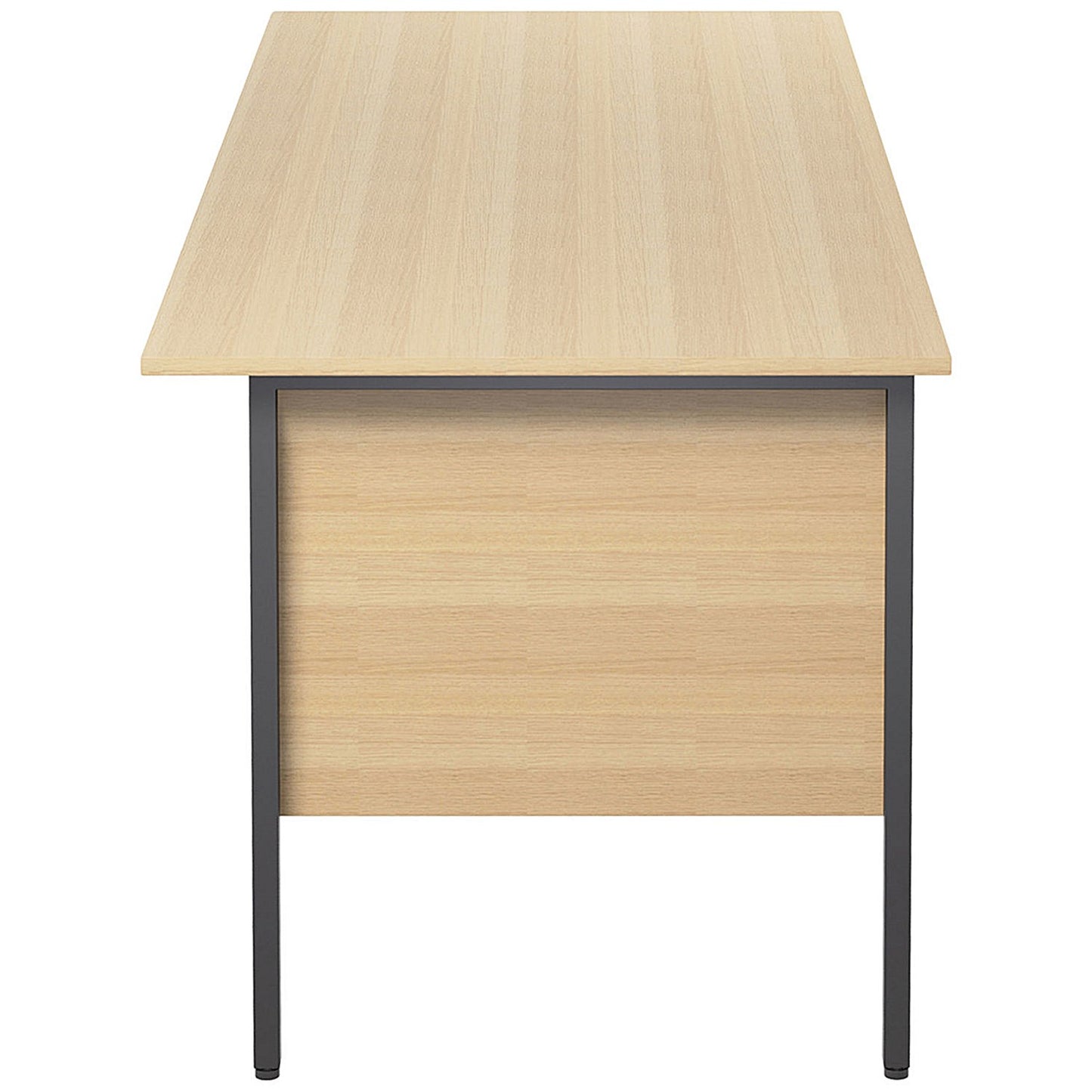Serrion 1800mm Rectangular Desk with attached 3-Drawer Pedestals, Silver Straight Legs, Oak