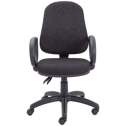 First High Back Operators Chair with Fixed Arms, Charcoal