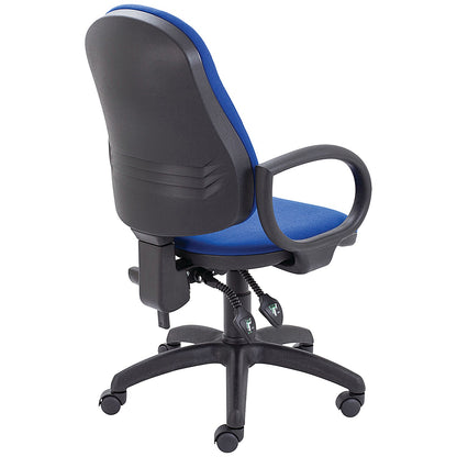 First High Back Operators Chair with Fixed Arms, Blue