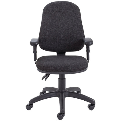 First High Back Operators Chair with Adjustable Arms, Charcoal