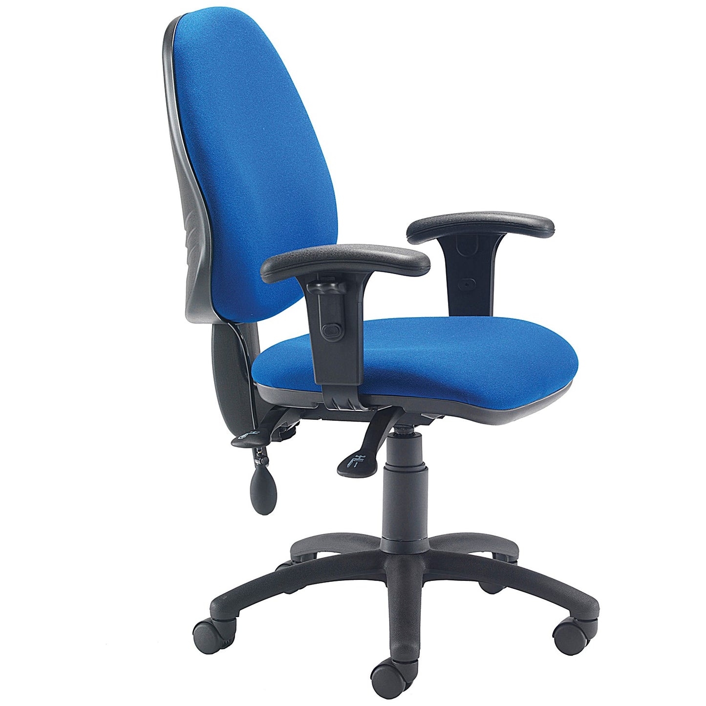 First High Back Posture Chair with Adjustable Arms, Blue