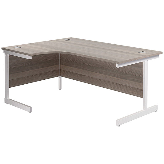 Jemini 1800mm Corner Desk, Left Hand, White Cantilever Legs, Grey Oak Easy2Order : KF846004
