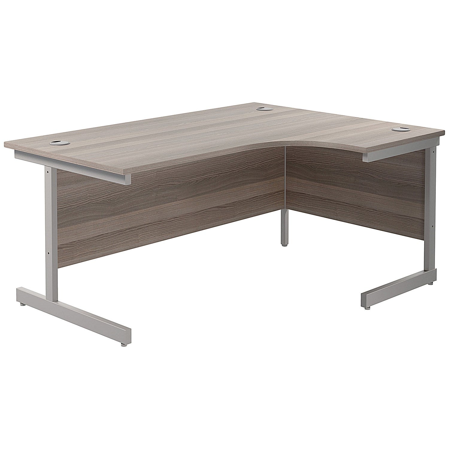 Jemini 1800mm Corner Desk, Right Hand, Silver Cantilever Legs, Grey Oak Easy2Order : KF846017
