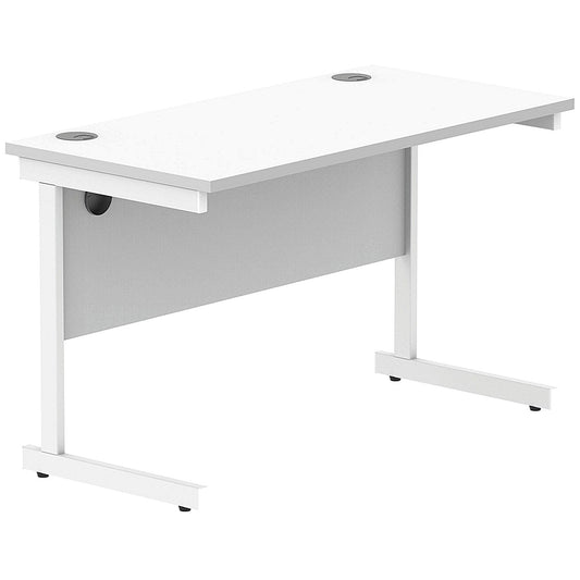 Polaris 1200mm Slim Rectangular Desk, White Cantilever Leg, White Easy2Order : KF882339